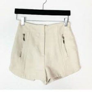 TOPSHOP high waisted beige shorts zip pockets 6